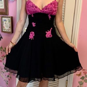 Betsey Johnson vintage dress black and pink